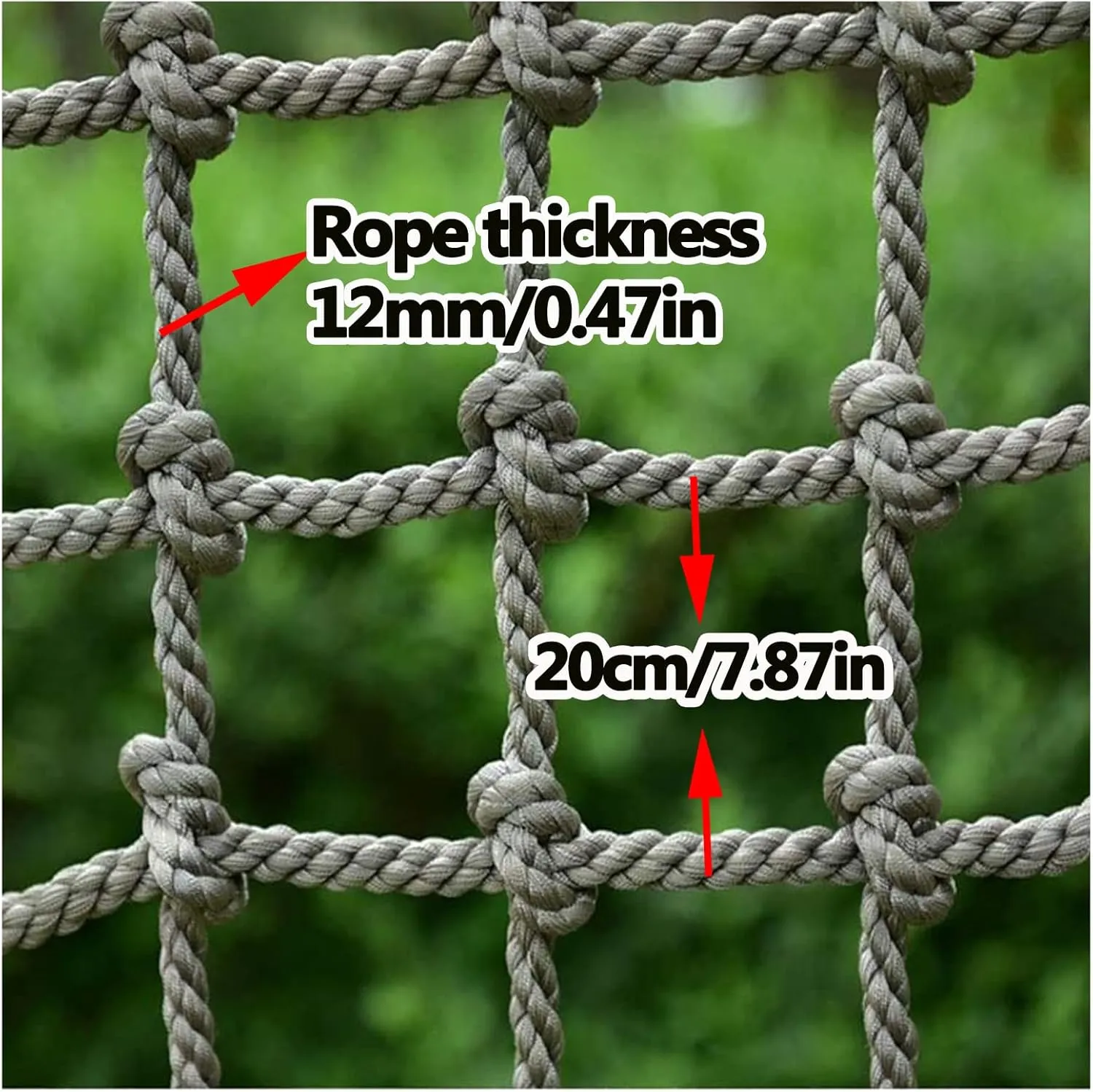 Playground Safety Net Heavy Duty Climbing Cargo Net Rope Ladder Tree House Outdoor Swing Set Hammock Balcony Banister Protection Fence Decor,6.6x6.6ft