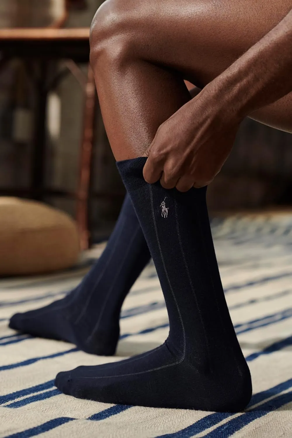 Polo Ralph Lauren Men's Assorted Pattern Dress Crew Socks-4 Pair Pack-Soft and Lightweight Cotton Comfort