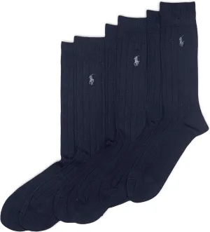 Polo Ralph Lauren Men's Cotton Ribbed Dress Crew Socks -3 Pair Pack-Soft and Lightweight Cotton Comfort