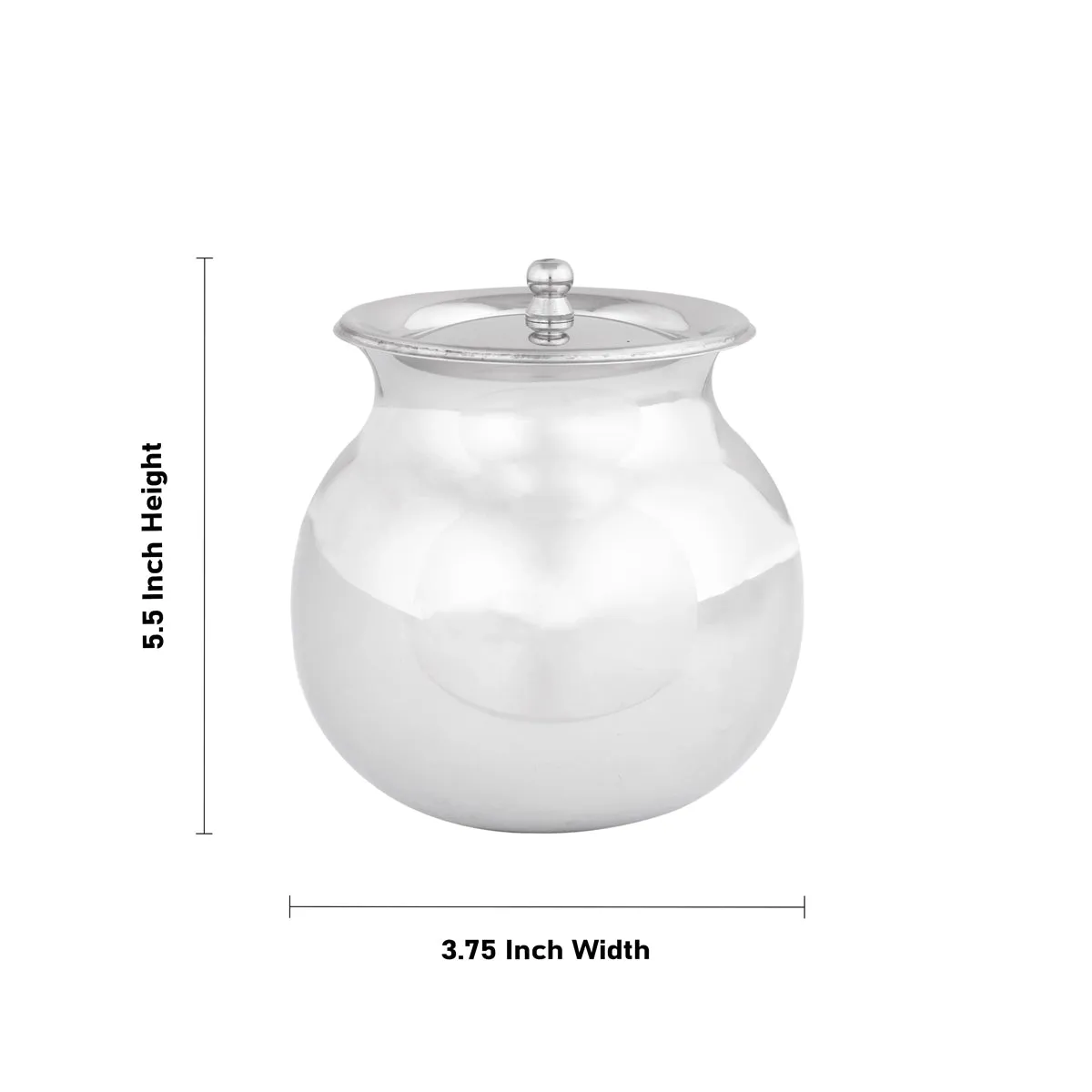 Pongal Pot With Lid - 5.5 x 3.75 Inches | Stainless Steel Kalash/ Stainless Steel Pot for Home/ 285 Gms Approx