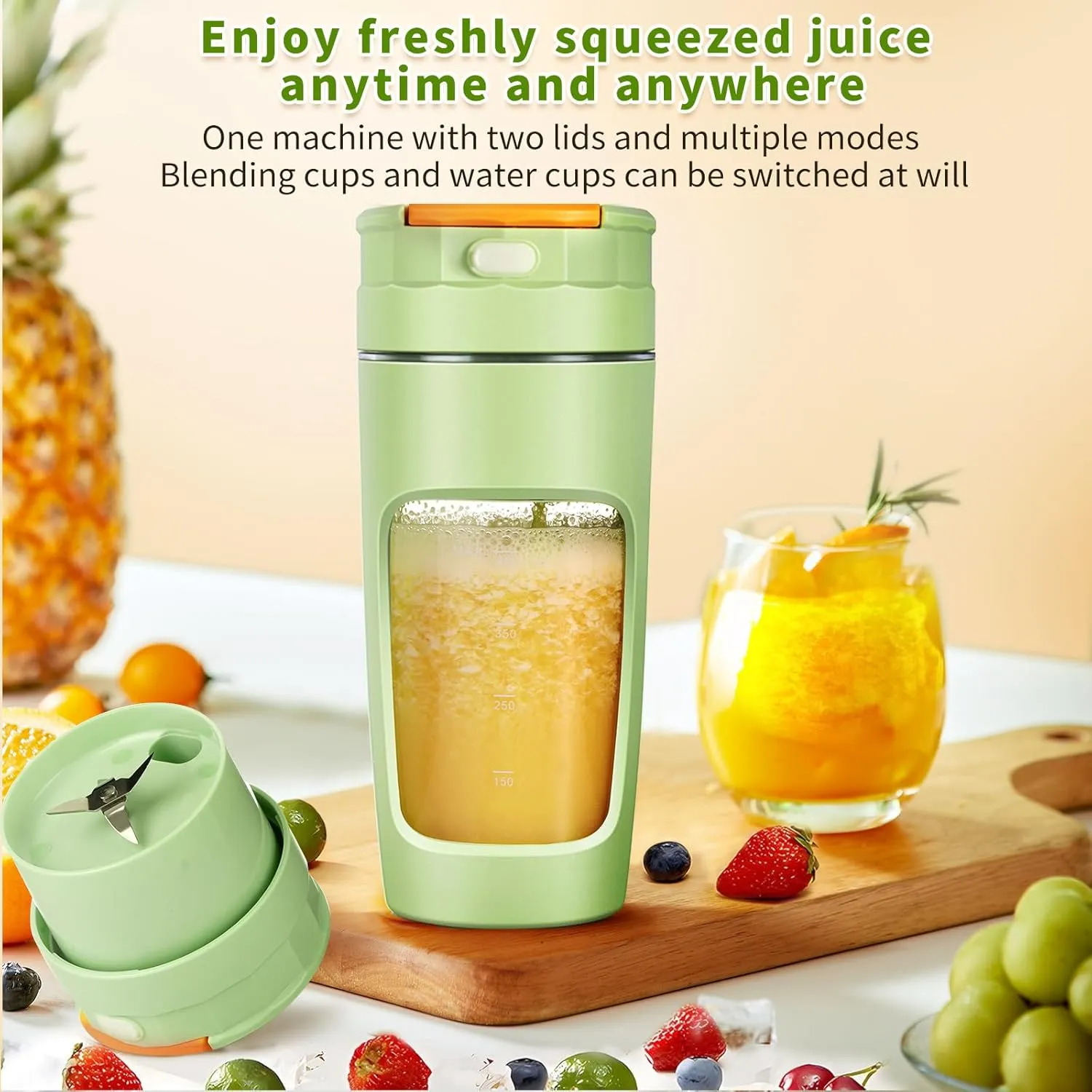 Portable Blender Cup - 600ml Large Capacity, Travel Personal Size Blender for Shakes and Smoothies.High-Speed Multi-Blade Design | Personal Size, BPA-Free & Leakproof