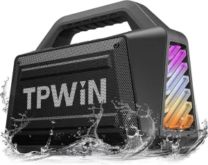 Portable Bluetooth Speaker Wireless - Loud Speakers 80W Peak, 20H Playtime, Light Show, TWS, Deep Bass, BT 5.3, IPX6 Waterproof for Outdoor Travel Camping Beach Pool - Black