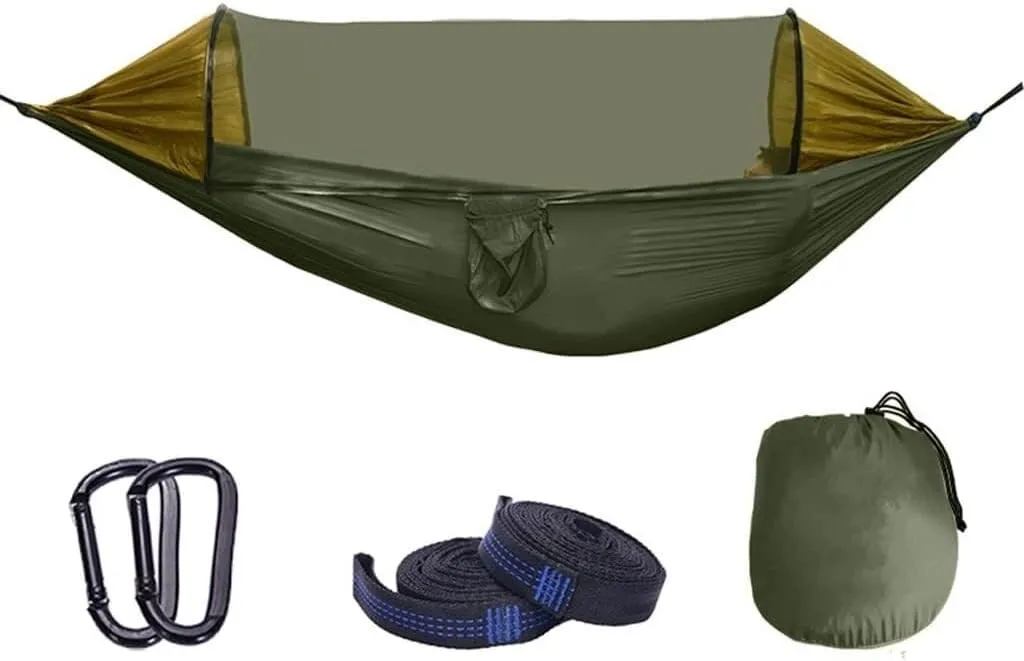 Portable Camping Hammock with Mosquito Net, Quick Opening Hanging Tent for Outdoor Swing Chair