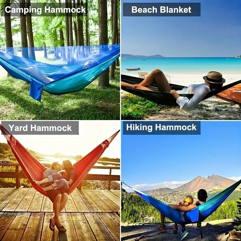 Portable Camping Hammock with Mosquito Net – Quick-Setup Nylon Knit Hammock for Outdoor Relaxation