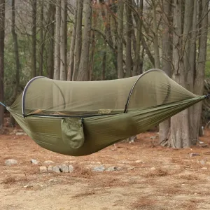 Portable Camping Hammock with Mosquito Net – Quick-Setup Nylon Knit Hammock for Outdoor Relaxation