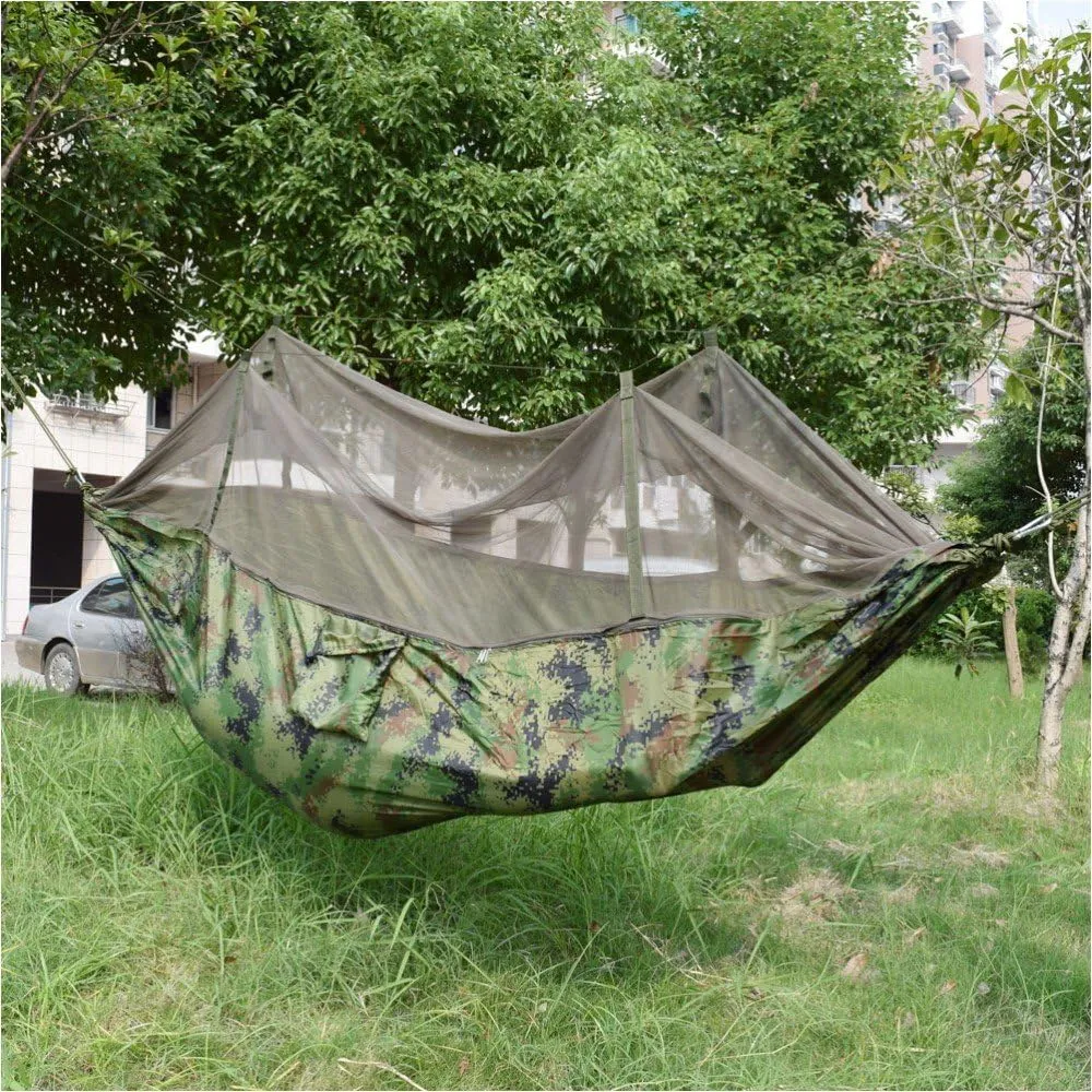 Portable Camping Jungle Outdoor Hammock Hanging Nylon Bed Tent Mosquito Net Camo