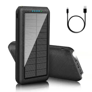 Portable Charger Solar Charger Power Bank 26800mAh Battery Pack Camping Waterproof External Backup Charge with 3 Outputs 2 Input LED Flashlight for Travel Hiking Outdoor