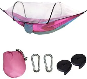 Portable Hammock 1-2 Person Portable Outdoor Hammock with Mosquito Net Parachute Camping Hanging Hammock Tent Easy to Store