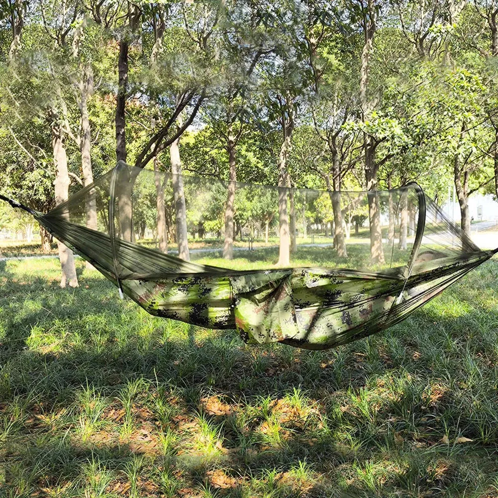 Portable Hammock with Mosquito Net Hammock Bed with Tree Straps for Indoor Outdoor Hiking Camping Backpacking