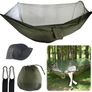 Portable Hammock with Mosquito Net Hammock Bed with Tree Straps for Indoor Outdoor Hiking Camping Backpacking