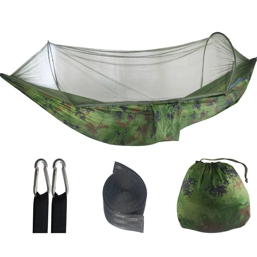 Portable Hammock with Mosquito Net Hammock Bed with Tree Straps for Indoor Outdoor Hiking Camping Backpacking