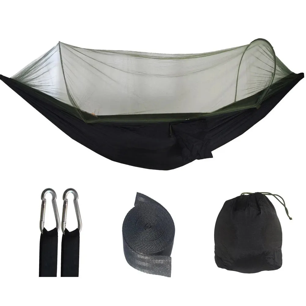 Portable Hammock with Mosquito Net Hammock Bed with Tree Straps for Indoor Outdoor Hiking Camping Backpacking