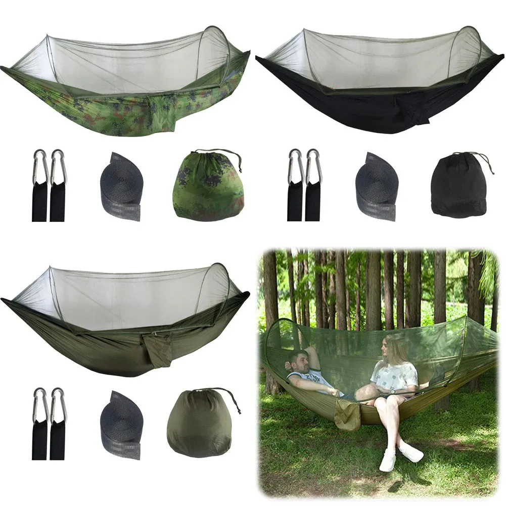 Portable Hammock with Mosquito Net Hammock Bed with Tree Straps for Indoor Outdoor Hiking Camping Backpacking