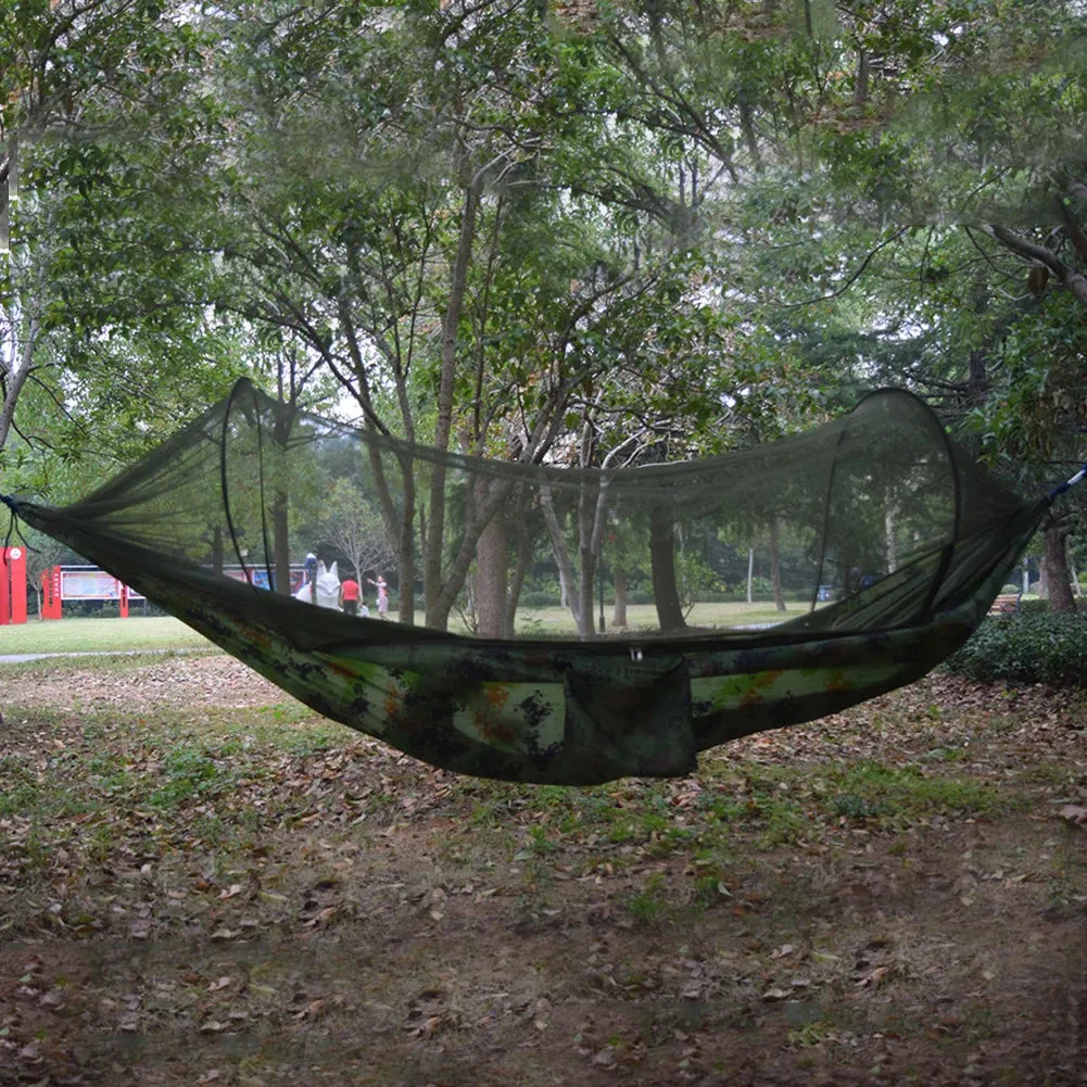 Portable Hammock with Mosquito Net Hammock Bed with Tree Straps for Indoor Outdoor Hiking Camping Backpacking