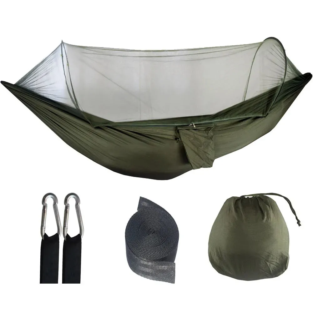 Portable Hammock with Mosquito Net Hammock Bed with Tree Straps for Indoor Outdoor Hiking Camping Backpacking