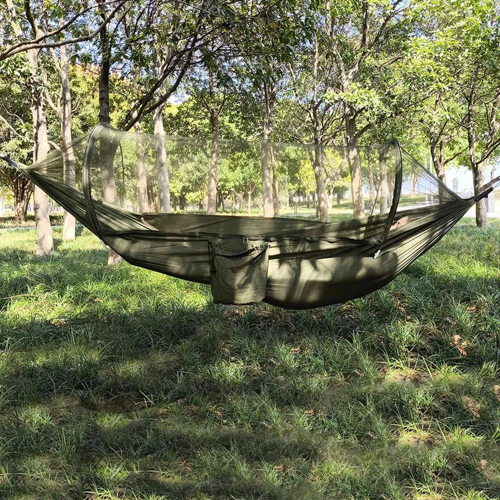 Portable Hammock with Mosquito Net Hammock Bed with Tree Straps for Indoor Outdoor Hiking Camping Backpacking