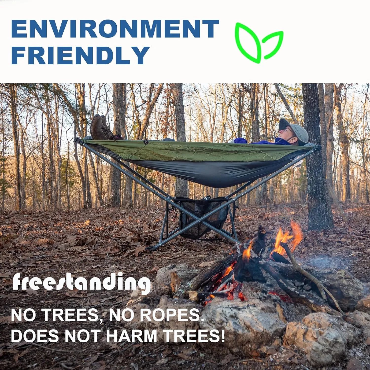 Portable Hammock with Stand, World's Best Mock ONE® Hammock, Compact Folding Framed Hammock with Adjustable Sunshade Canopy for Indoor, Outdoor, Park, Backpacking, Camping, Hiking, Travel, Beach-Green