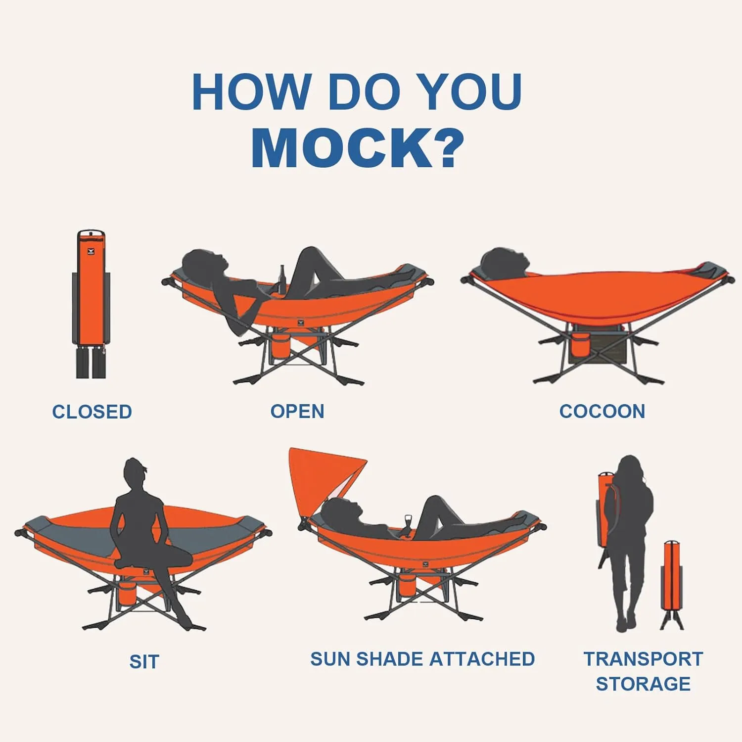Portable Hammock with Stand, World's Best Mock ONE® Hammock, Compact Folding Framed Hammock with Adjustable Sunshade Canopy for Indoor, Outdoor, Park, Backpacking, Camping, Hiking, Travel, Beach-Green