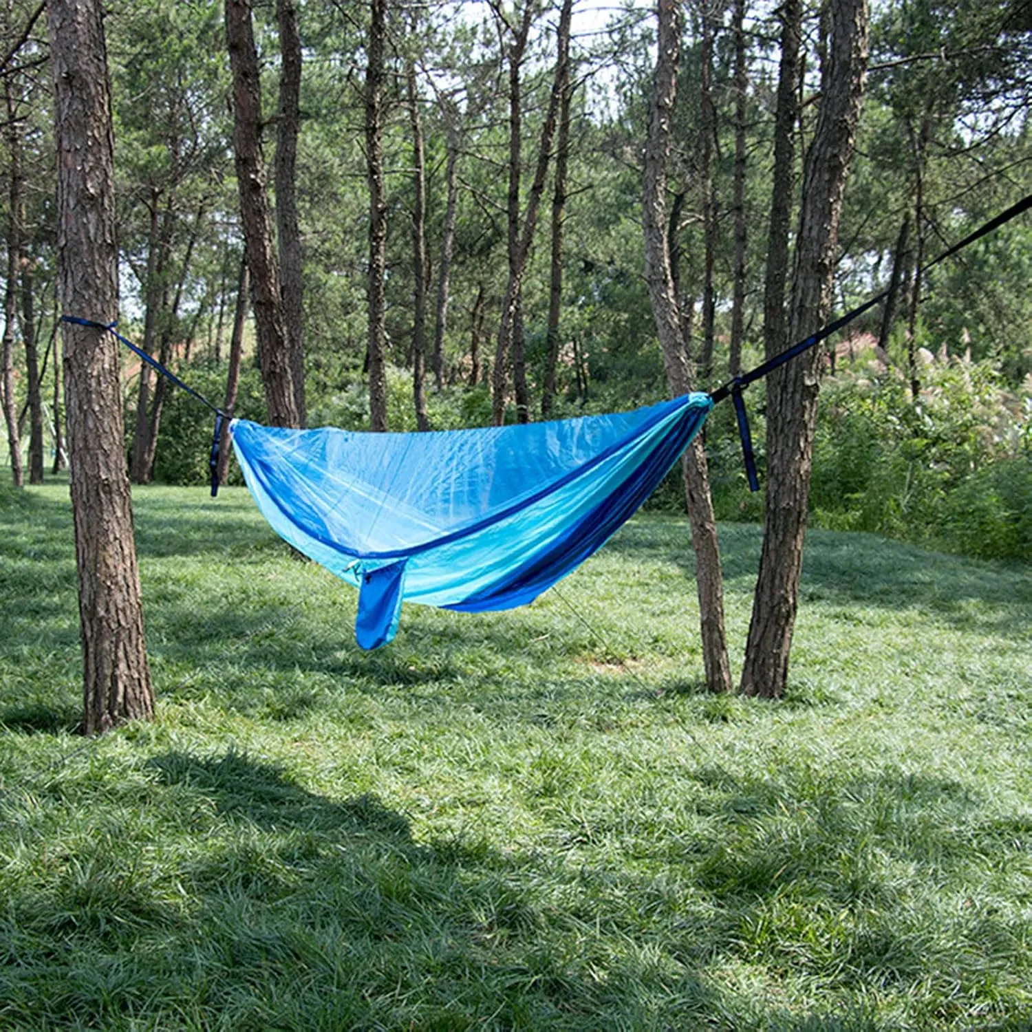 Portable Hammocks, Camping Hammock with Mosquito Net,Travel Lightweight Hammocks with Tree Straps and Solid Carabiners, Hold Up to 660lbs (Black)