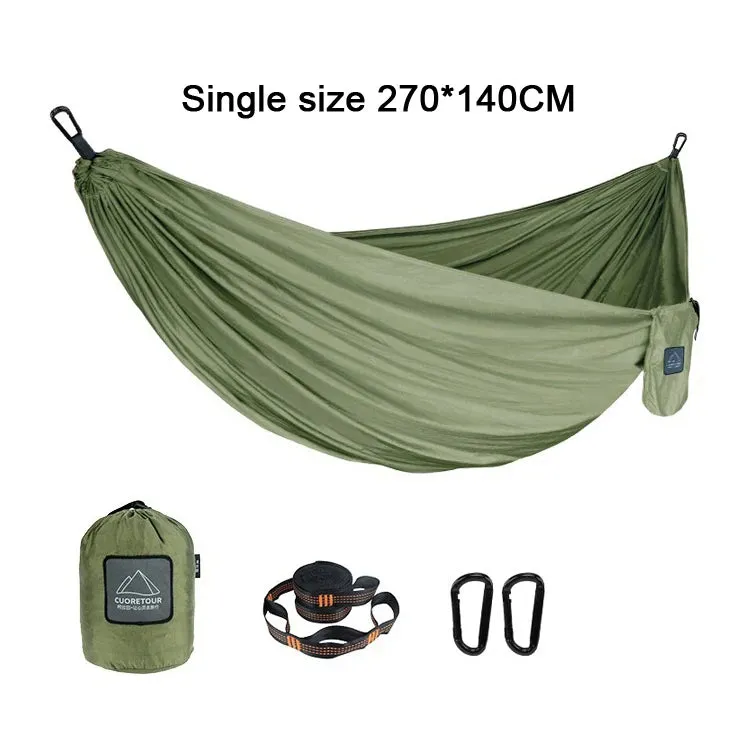 Portable Nylon Parachute Fabric Hammock - Single and Double Size for Camping, Hiking, and Garden