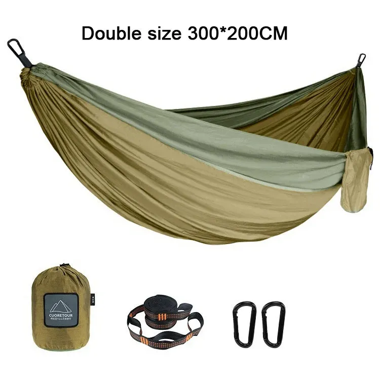 Portable Nylon Parachute Fabric Hammock - Single and Double Size for Camping, Hiking, and Garden