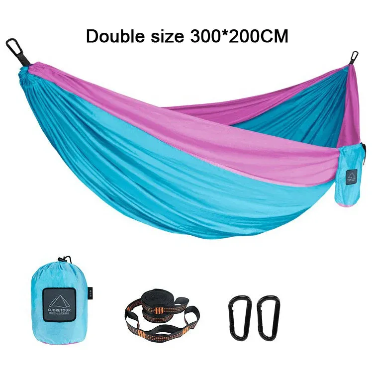 Portable Nylon Parachute Fabric Hammock - Single and Double Size for Camping, Hiking, and Garden