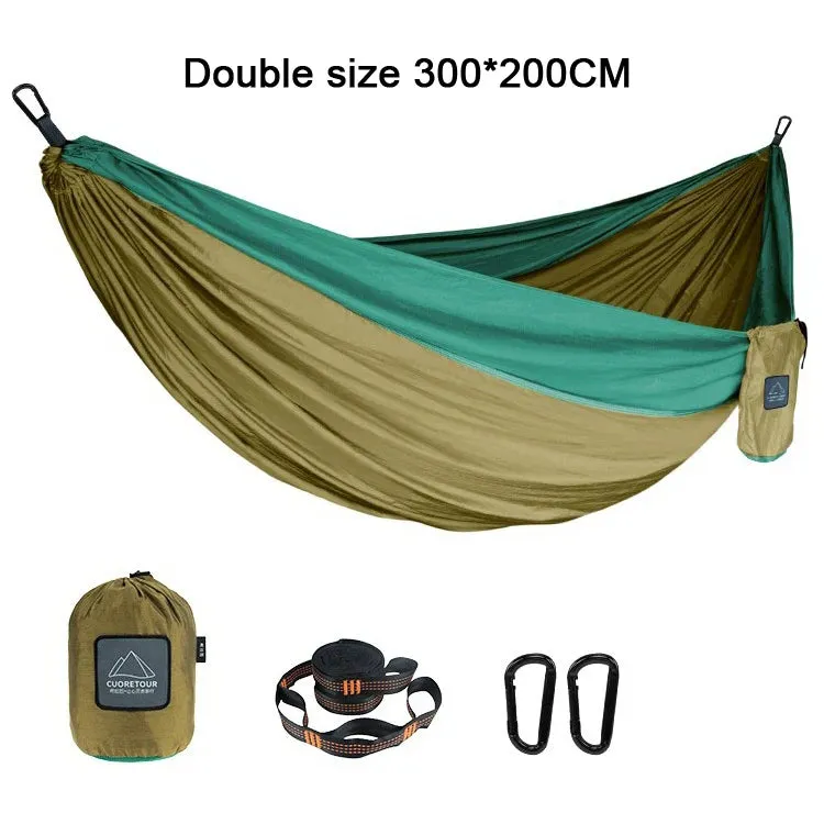 Portable Nylon Parachute Fabric Hammock - Single and Double Size for Camping, Hiking, and Garden