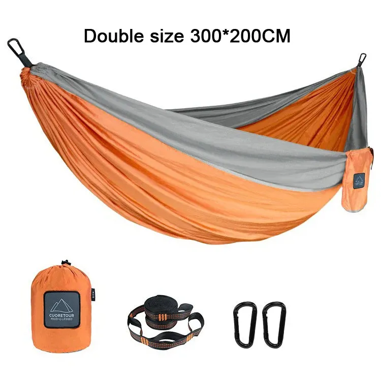 Portable Nylon Parachute Fabric Hammock - Single and Double Size for Camping, Hiking, and Garden