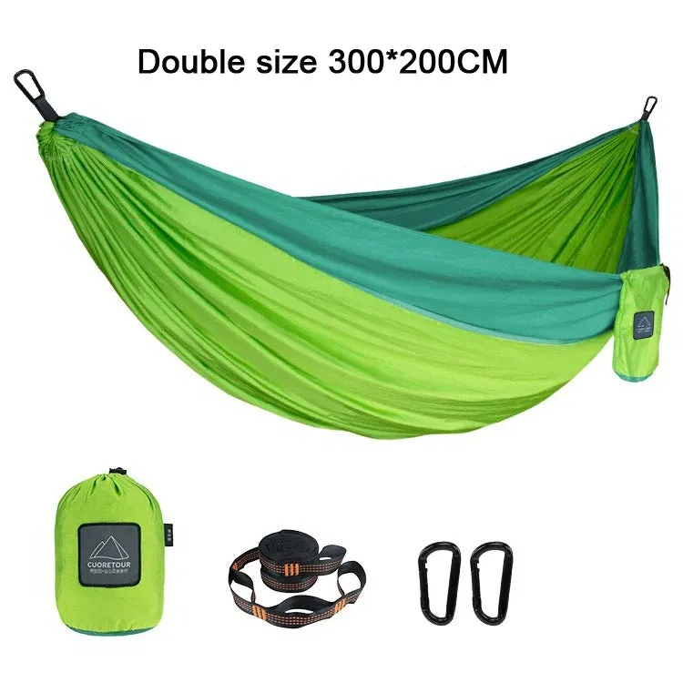 Portable Nylon Parachute Fabric Hammock - Single and Double Size for Camping, Hiking, and Garden
