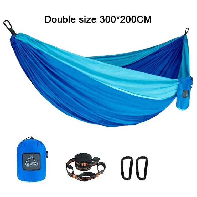 Portable Nylon Parachute Fabric Hammock - Single and Double Size for Camping, Hiking, and Garden