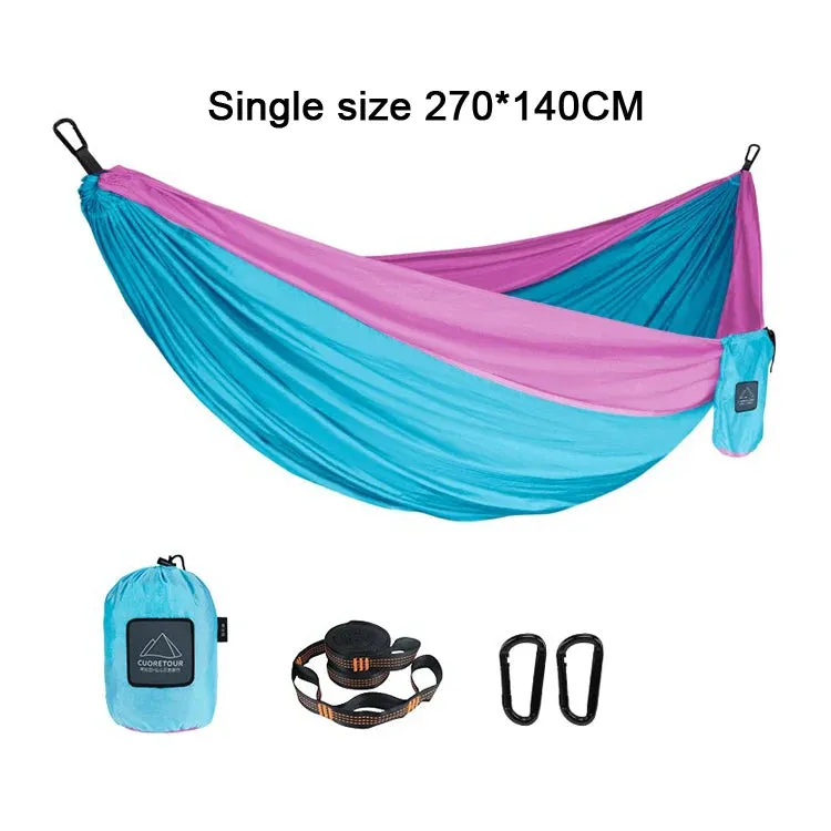 Portable Nylon Parachute Fabric Hammock - Single and Double Size for Camping, Hiking, and Garden
