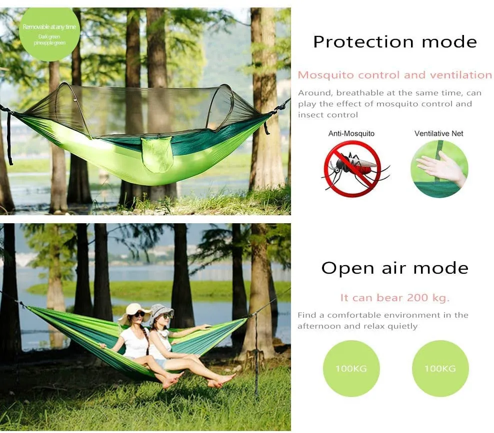 Portable Outdoor Camping Hammock With Mosquito Net High Strength Parachute Fabric Hanging Bed Hunting Sleeping Swing