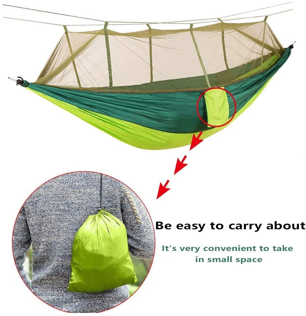 Portable Outdoor Camping Hammock With Mosquito Net High Strength Parachute Fabric Hanging Bed Hunting Sleeping Swing