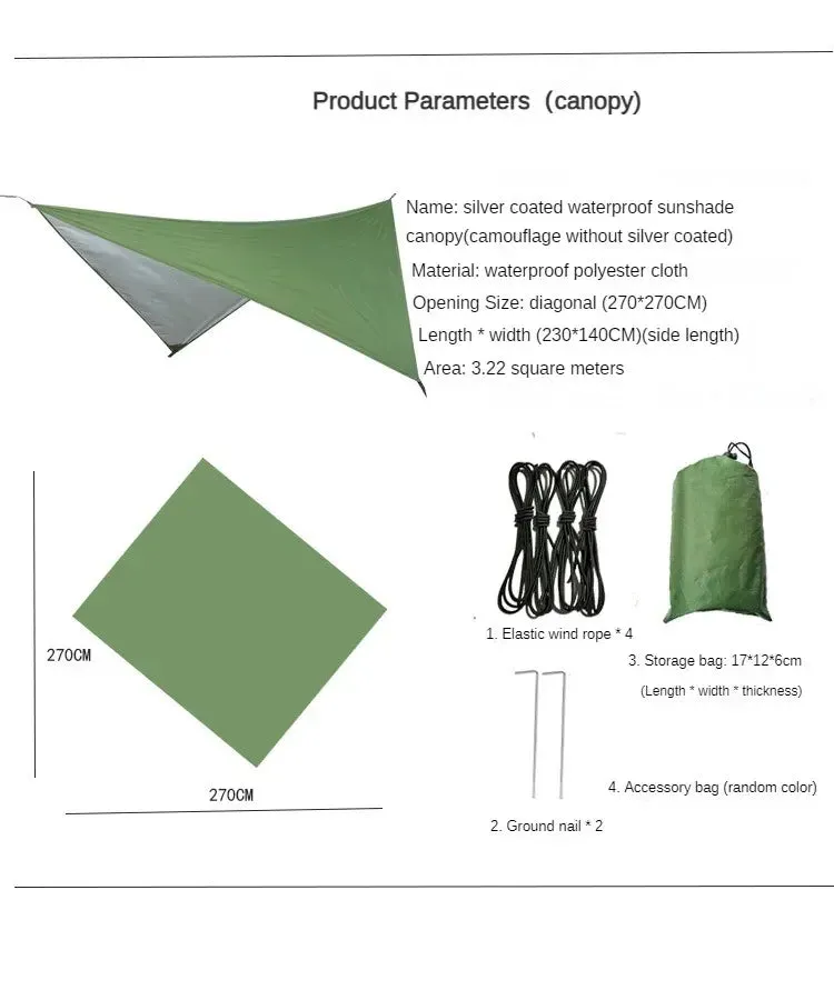 Portable Outdoor Camping Hammocks With Mosquito Net And Rain Tent Equipment Supplies Shelters Camp Bed Survival Portable Hammock