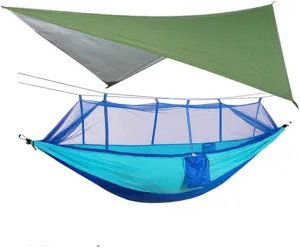 Portable Outdoor Camping Mosquito Net HammockTent with Hammock Canopy High Strength Parachute Hanging Bed Sleeping Swing (Color : Gray) (White Style)