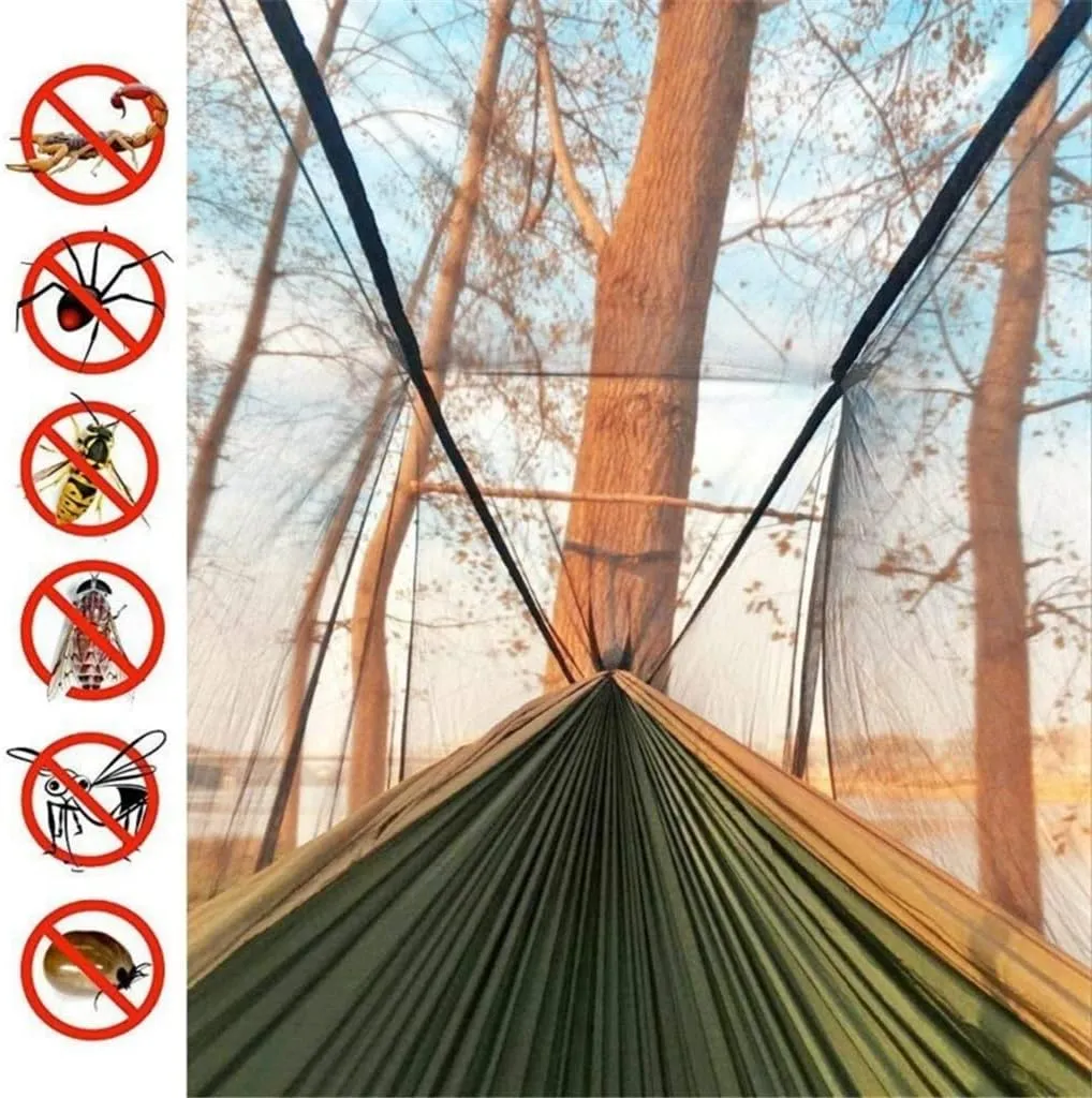 Portable Outdoor Camping Mosquito Net HammockTent with Hammock Canopy High Strength Parachute Hanging Bed Sleeping Swing (Color : Gray) (White Style)
