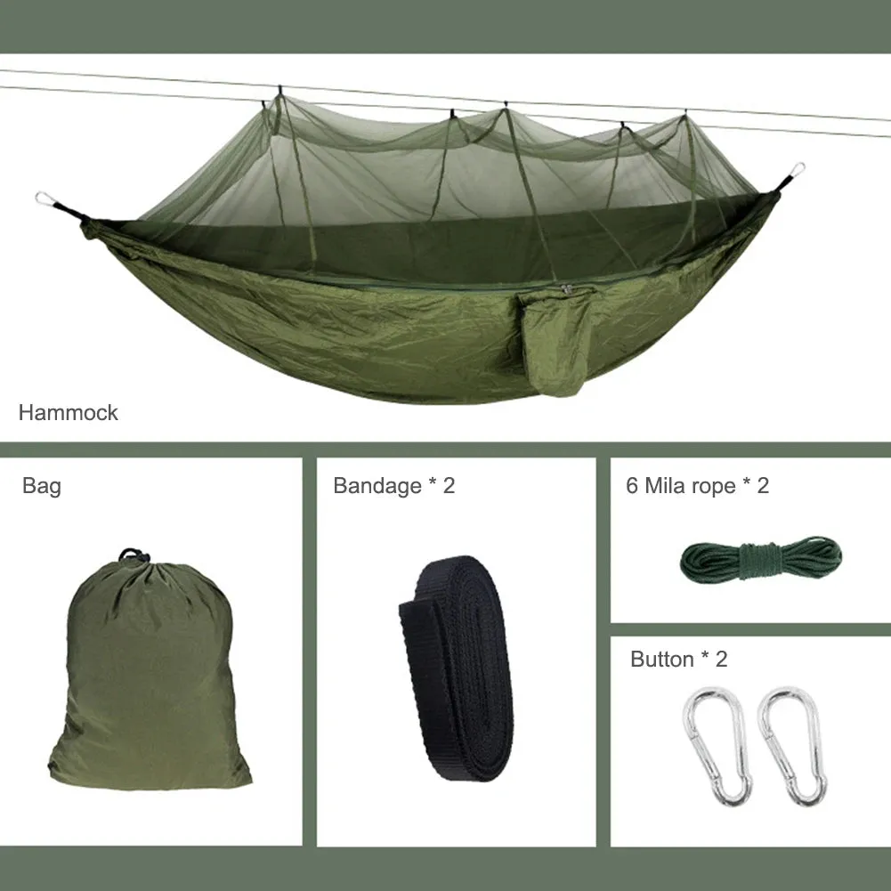 Portable Outdoor Camping Tent Hammock with Mosquito Net 2 Person Canopy Parachute Hanging Bed Hunting 210T Nylon Sleeping Swing