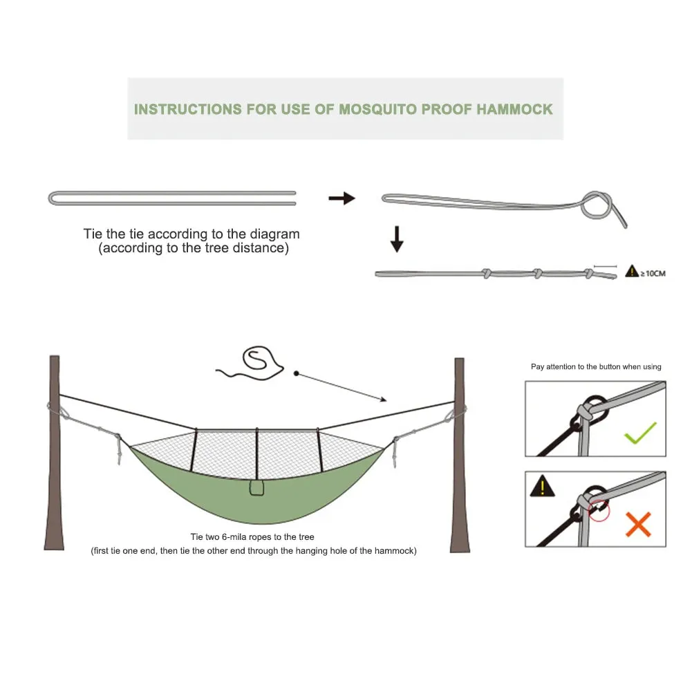 Portable Outdoor Camping Tent Hammock with Mosquito Net 2 Person Canopy Parachute Hanging Bed Hunting 210T Nylon Sleeping Swing