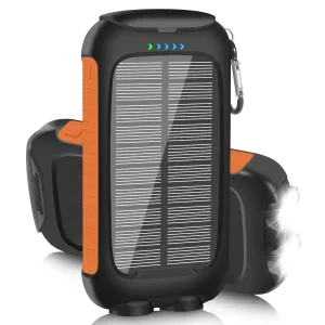 Portable Waterproof Solar Power Bank 10000mAh with Dual USB and LED Light