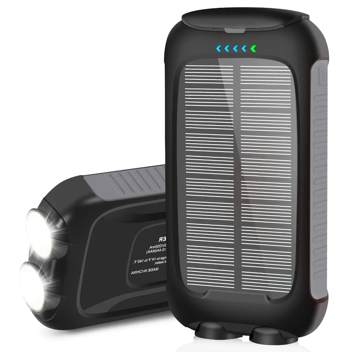 Portable Waterproof Solar Power Bank 10000mAh with Dual USB and LED Light