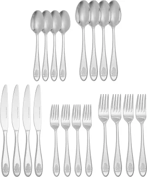 Portmeirion Spode Christmas Tree Collection Stainless Steel Flatware Set - Holiday Cutlery Set, 4 Dinner Forks, Salad Forks, Dinner Knives, Tablespoons, Teaspoons - 20 Piece