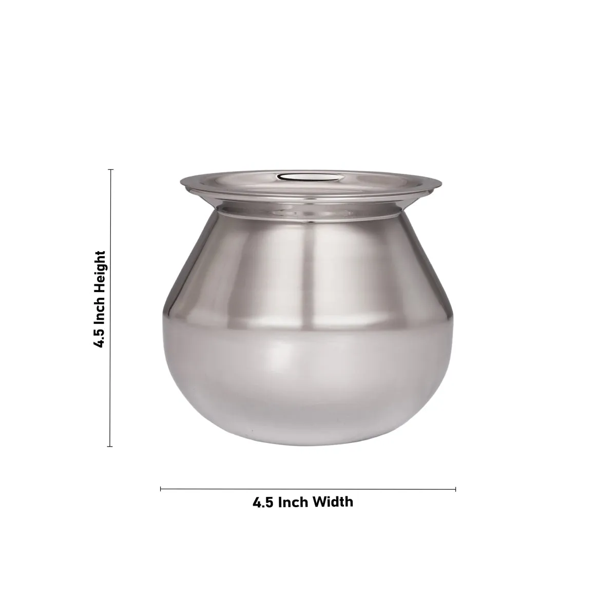 Pot with Lid - 4.5 x 4.5 Inches | Cooking Pot/ Stainless Steel Pot/ Pongal Handi for Home/ 305 Gms Approx