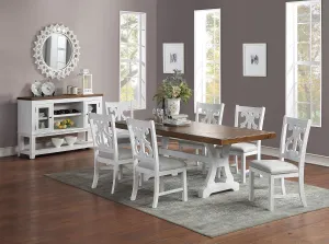 Poundex Rectangular Dining Table, White/Brown