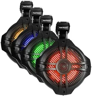 Power Acoustik MWT-80BL 8″ Waterproof RGB Lighting Marine Wake Tower Speakers (Pair) – Black