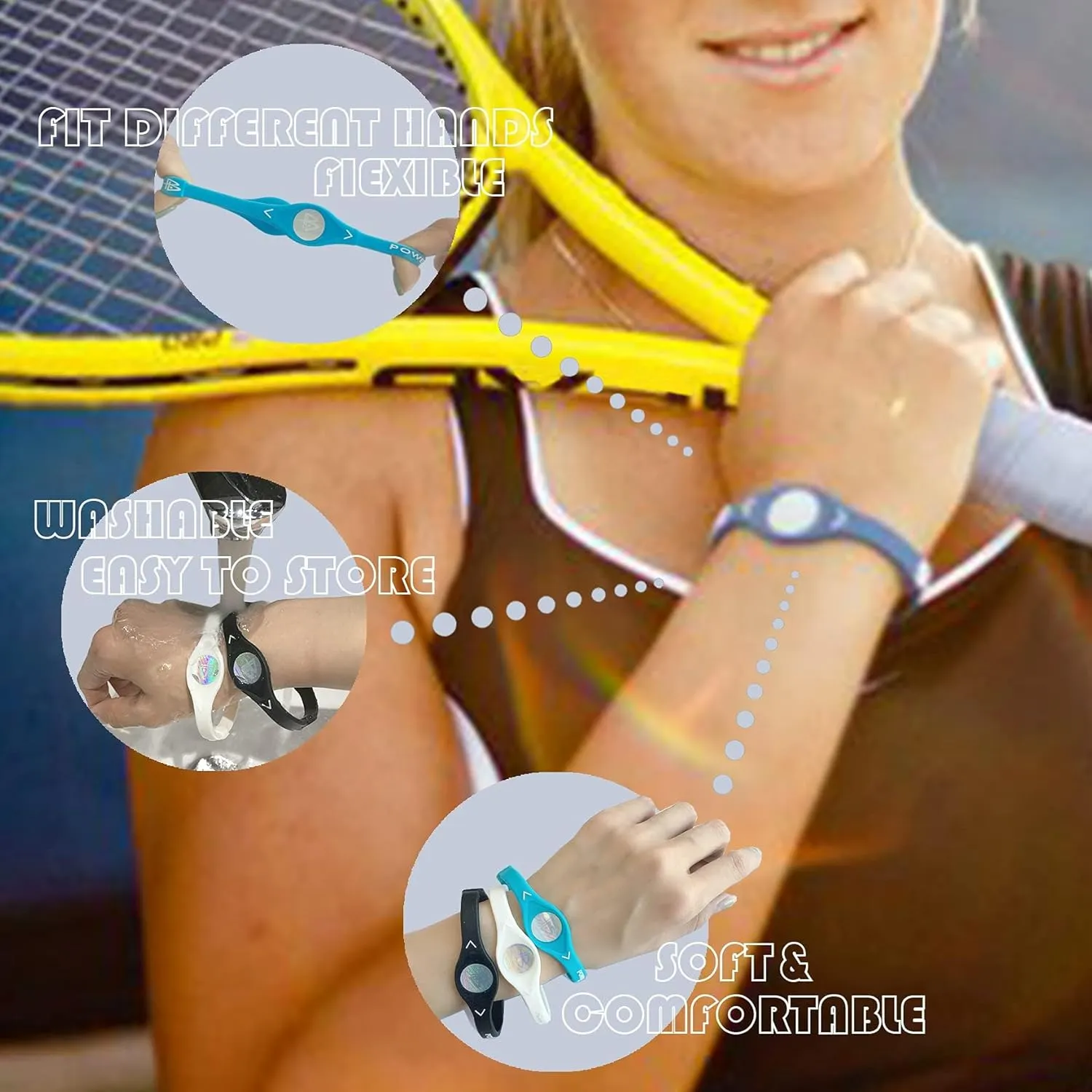 Power Balance the Original Genuine Performance Wristband, 3 pack bangles, safe Waterproof Lightweight durable, size of S S M（S 17CM/M 19.0CM)