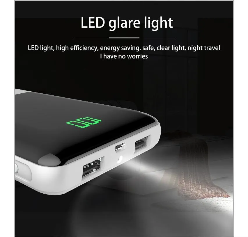 power bank 20000mAh digital display mobile power  large capacity power bank charging treasure For iphone6/7/8/X  For xaiomi