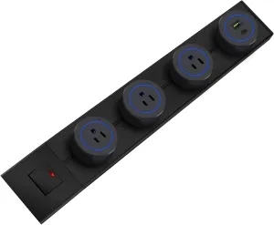 Power Outlet Strip, Wall Mounted Power Strip 19.68 inch 8000W Power Track,3 AC 1875W Outlet adapters, USB-A/C Port Charging,Wall Outlet, for Modern Home Kitchen, Living Room, Study Office-Black