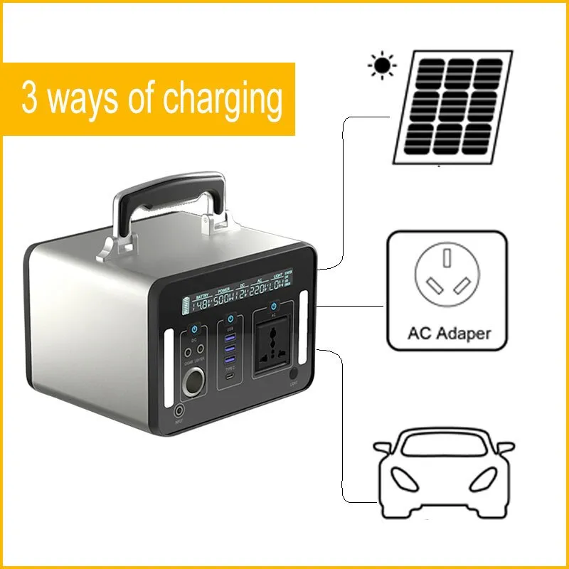 Power Station Portable Power Bank Solar Energy Storage System Rechargeable Battery 135200mah 500W