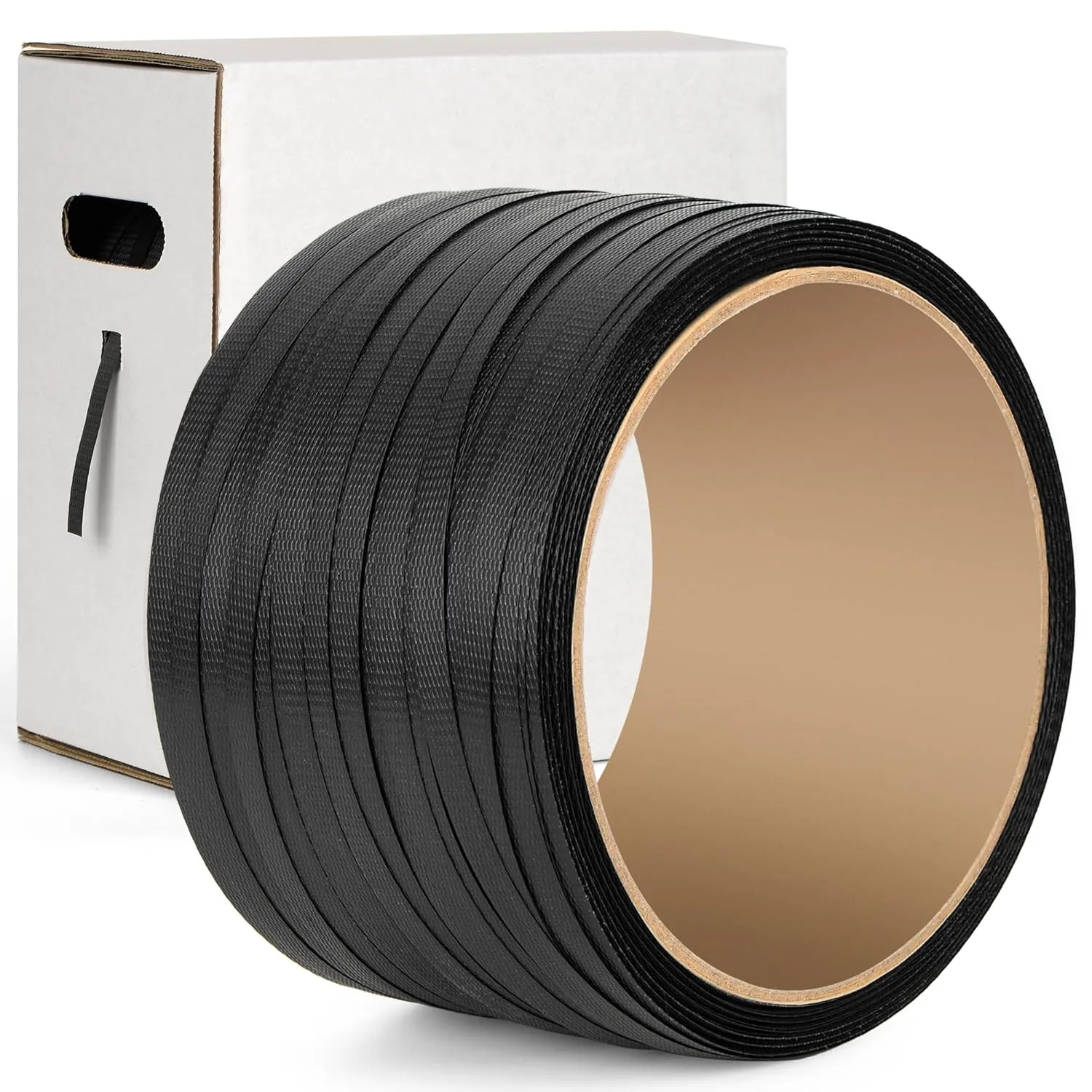 PP Strapping Banding Roll - 1000ft x ½’’ Standard PP Strapping Roll - Banding Strapping Kit & Pallet Strapping Kit - 400lb Break Strength - Includes PP Strapping Roll & Self-Dispensing Box