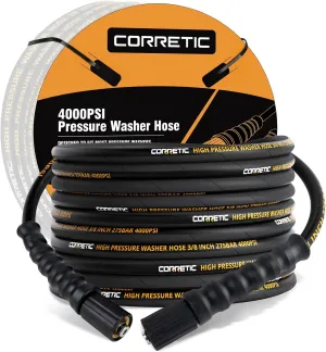 Pressure Washer Hose 30 FT x 3/8 Inch 4000 PSI, Kink Resistant Power Washers Hose Replacement, M22-14mm Brass Thread, High Tensile Wire Braided